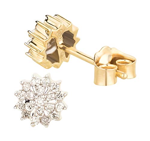 Ardeo Aurum Damen Ohrringe-Ohrstecker aus 585 Gold Gelbgold mit 0,18 ct Diamant Brillant Solitär Sterne Design rund 6 mm von Ardeo Aurum