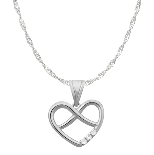 Ardeo Aurum Damen Schmuck-Set aus 375 Gold Herz-Anhänger mit Zirkonia Steinchen Eternity Infinity Singapurkette Weißgold 45 cm von Ardeo Aurum
