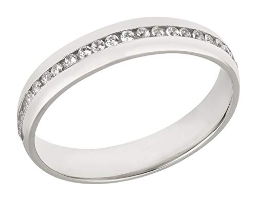 Ardeo Aurum Damenring Trauring aus 375 Gold Weißgold mit Zirkonia Ehering massiv 4 mm Breite Modell 239 Größe 56 von Ardeo Aurum