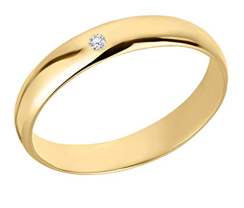 Ardeo Aurum Damenring Trauring aus 375 Gold mit 0,02 ct Diamant Brillant 4 mm Breite massiv Ehering Größe 60 von Ardeo Aurum