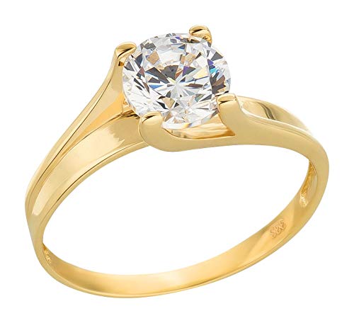 Ardeo Aurum Damenring aus 333 Gold Gelbgold mit Zirkonia im Brillant-Schliff Solitär-Ring Verlobungsring von Ardeo Aurum