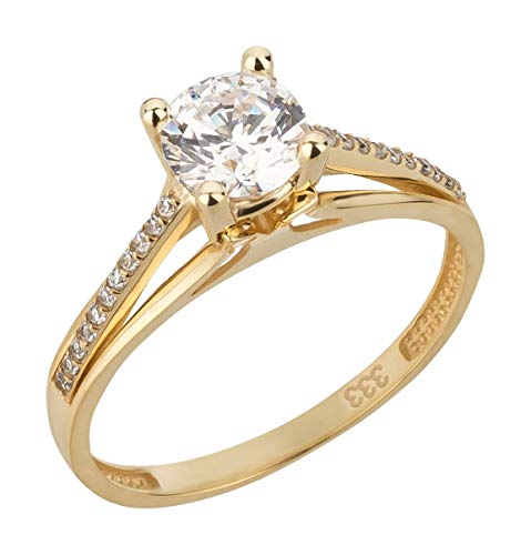 Ardeo Aurum Damenring aus 333 Gold Gelbgold mit Zirkonia im Brillant-Schliff Solitär-Ring Verlobungsring von Ardeo Aurum