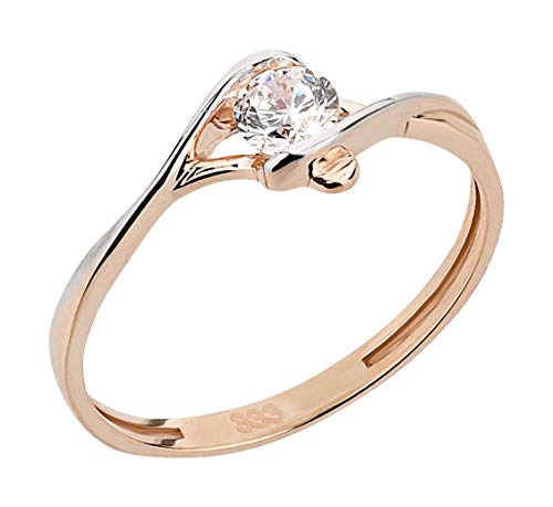 Ardeo Aurum Damenring aus 333 Gold bicolor Weißgold Rosegold mit Zirkonia im Brillant-Schliff Spannfassung Verlobungsring Solitär-Ring von Ardeo Aurum