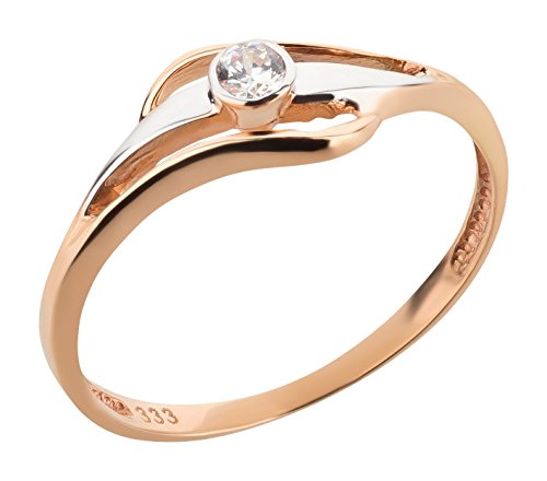 Ardeo Aurum Damenring aus 333 Gold bicolor Weißgold Rosegold mit Zirkonia im Brillant-Schliff Verlobungsring Solitär von Ardeo Aurum