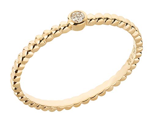 Ardeo Aurum Damenring aus 375 Gold Gelbgold mit 0,03 ct Diamant Brillant in Zargenfassung Solitär-Kugeln-Ring Verlobungsring Gr. 52 von Ardeo Aurum
