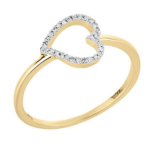 Ardeo Aurum Damenring aus 375 Gold Gelbgold mit 0,04 ct Diamant Brillant Herz-Ring Herzchen-Form von Ardeo Aurum
