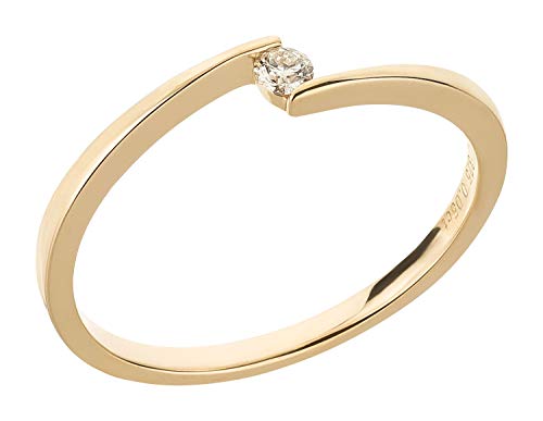 Ardeo Aurum Damenring aus 375 Gold Gelbgold mit 0,05 ct Diamanten Brillant Spannfassung Verlobungsring Gr. 52 von Ardeo Aurum