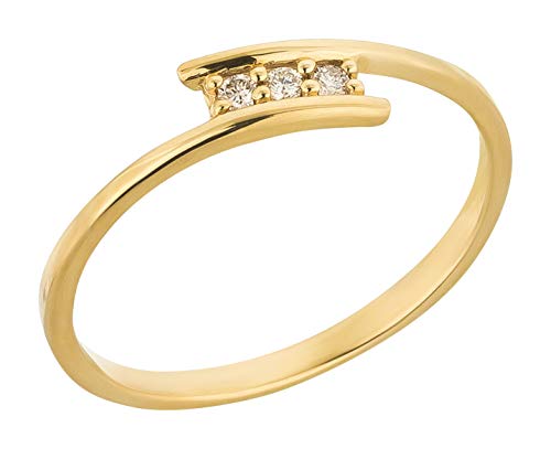 Ardeo Aurum Damenring aus 375 Gold Gelbgold mit 0,06 ct Diamant Brillant 3-Steine-Ring Verlobungsring von Ardeo Aurum