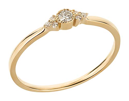 Ardeo Aurum Damenring aus 375 Gold Gelbgold mit 0,08 ct Diamanten Brillant in verzierter Zargenfassung Verlobungsring Gr. 52 von Ardeo Aurum