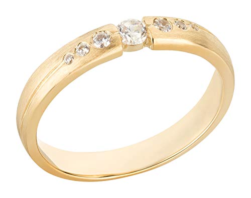 Ardeo Aurum Damenring aus 375 Gold Gelbgold mit Zirkonia Spannfassung massiv matt Trauring Modell 241 Größe 54 von Ardeo Aurum