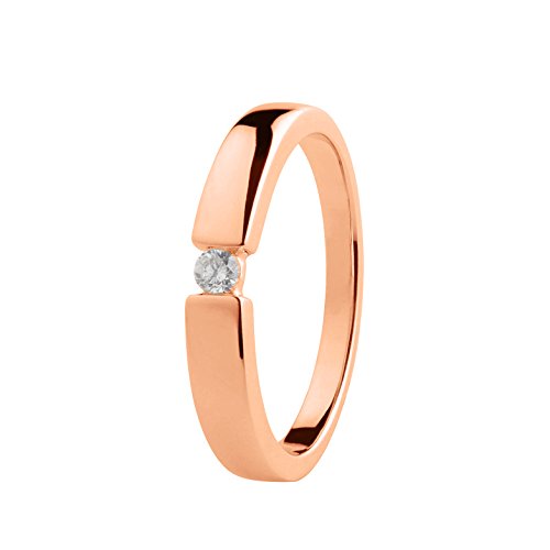 Ardeo Aurum Damenring aus 375 Gold Rosegold mit 0,07 ct Diamant Brillant Spannfasssung Verlobungsring Solitär von Ardeo Aurum