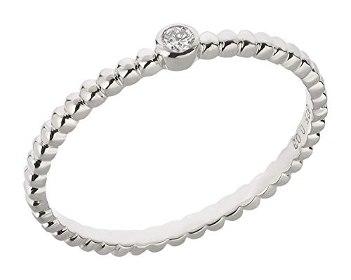 Ardeo Aurum Damenring aus 375 Gold Weißgold mit 0,03 ct Diamant Brillant in Zargenfassung Solitär-Kugeln-Ring Verlobungsring Gr. 54 von Ardeo Aurum