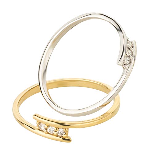 Ardeo Aurum Damenring aus 375 Gold Weißgold mit 0,06 ct Diamant Brillant 3-Steine-Ring Verlobungsring von Ardeo Aurum