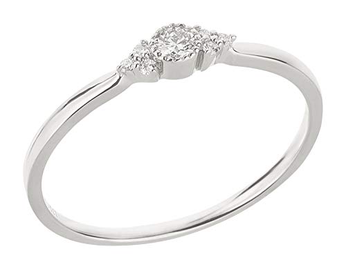 Ardeo Aurum Damenring aus 375 Gold Weißgold mit 0,08 ct Diamanten Brillant in verzierter Zargenfassung Verlobungsring Gr. 60 von Ardeo Aurum