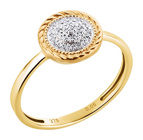 Ardeo Aurum Damenring aus 375 Gold bicolor Gelbgold Weißgold mit 0,05 ct Diamant Brillant Kreis-rund von Ardeo Aurum