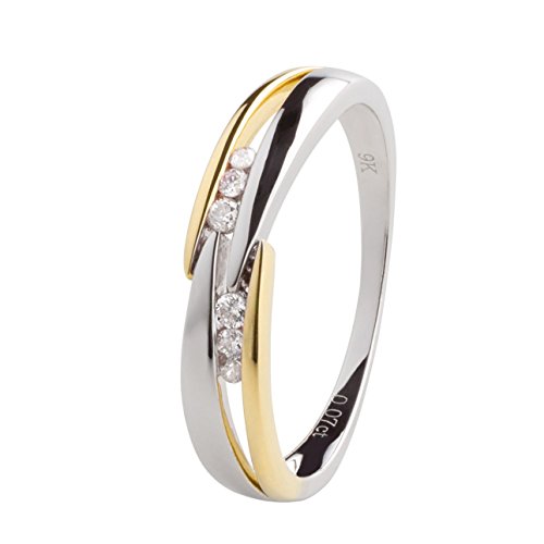 Ardeo Aurum Damenring aus 375 Gold bicolor Gelbgold Weißgold mit 0,07 ct Diamant Brillant Verlobungsring von Ardeo Aurum