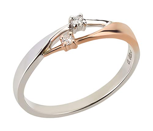 Ardeo Aurum Damenring aus 375 Gold bicolor Weißgold Rosegold mit 0,04 ct Diamant Brillant Verlobungsring von Ardeo Aurum