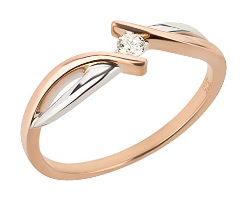 Ardeo Aurum Damenring aus 375 Gold bicolor Weißgold Rosegold mit 0,07 ct Diamant Brillant Verlobungsring von Ardeo Aurum