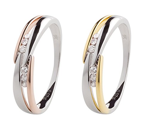 Ardeo Aurum Damenring aus 375 Gold bicolor Weißgold Rosegold mit 0,07 ct Diamant Brillant Verlobungsring von Ardeo Aurum