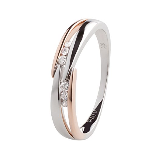 Ardeo Aurum Damenring aus 375 Gold bicolor Weißgold Rosegold mit 0,07 ct Diamant Brillant Verlobungsring von Ardeo Aurum