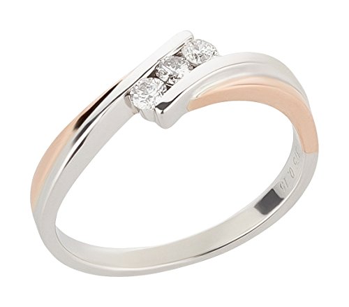 Ardeo Aurum Damenring aus 375 Gold bicolor Weißgold Rosegold mit 0,15 ct Diamant Brillant Spannfasssung Verlobungsring Solitär von Ardeo Aurum