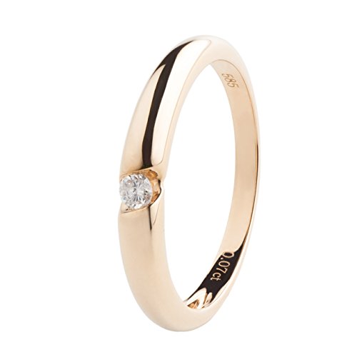 Ardeo Aurum Damenring aus 585 Gold Gelbgold mit 0,07 ct Diamant Brillant Verlobungsring Solitär-Ring von Ardeo Aurum