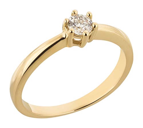 Ardeo Aurum Damenring aus 585 Gold Gelbgold mit 0,25 ct Diamant Brillant Solitär Verlobungsring Viertelkaräter von Ardeo Aurum