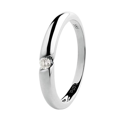 Ardeo Aurum Damenring aus 585 Gold Weißgold mit 0,07 ct Diamant Brillant Verlobungsring Solitär-Ring von Ardeo Aurum