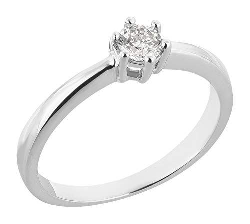 Ardeo Aurum Damenring aus 585 Gold Weißgold mit 0,25 ct Diamant Brillant Solitär Verlobungsring Viertelkaräter von Ardeo Aurum