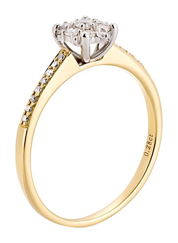 Ardeo Aurum Damenring aus 585 Gold bicolor Gelbgold Weißgold mit 0,28 ct Diamant Brillant Solitär-Ring Verlobungsring Solitaire von Ardeo Aurum