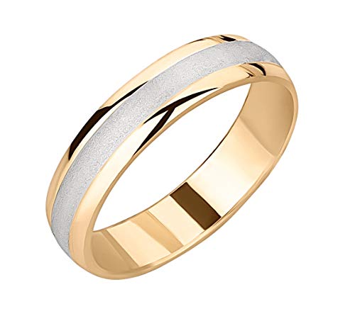Ardeo Aurum Trauring Unisex Damenring Herrenring aus 375 Gold Bicolor Gelbgold Weißgold 4 mm Breite Ehering Verlobungsring Modell 132 Größe 52 von Ardeo Aurum
