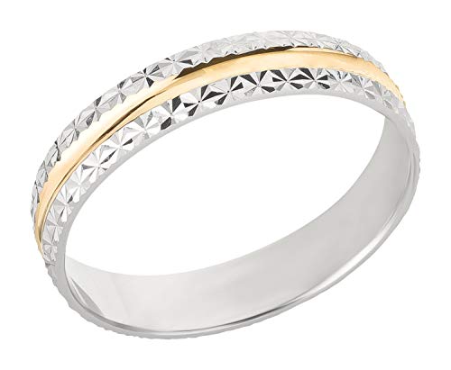 Ardeo Aurum Trauring Unisex Damenring Herrenring aus 375 Gold bicolor Gelbgold Weißgold massiv Ehering Größe 62 von Ardeo Aurum