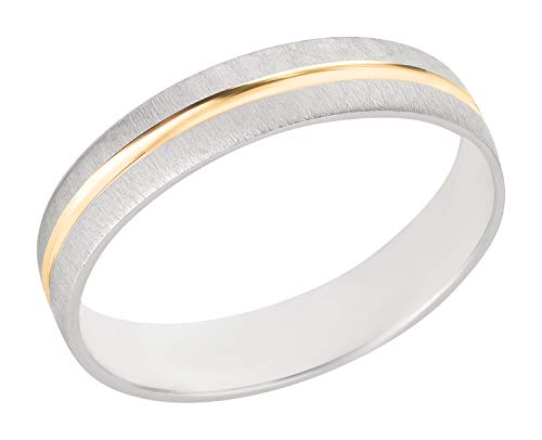 Ardeo Aurum Trauring Unisex Damenring Herrenring aus 375 Gold bicolor Gelbgold Weißgold massiv Ehering Größe 70 von Ardeo Aurum