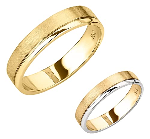 Ardeo Aurum Trauring Unisex Herrenring Damenring aus 375 Gold Bicolor Gelbgold-Weißgold in 5 mm Breite massiv Ehering Verlobungsring Modell 187 Größe 66 von Ardeo Aurum