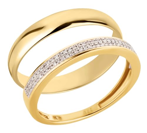 Ardeo Aurum Trauringe Paar aus 375 Gold Gelbgold mit 0,10 ct Diamanten von Ardeo Aurum