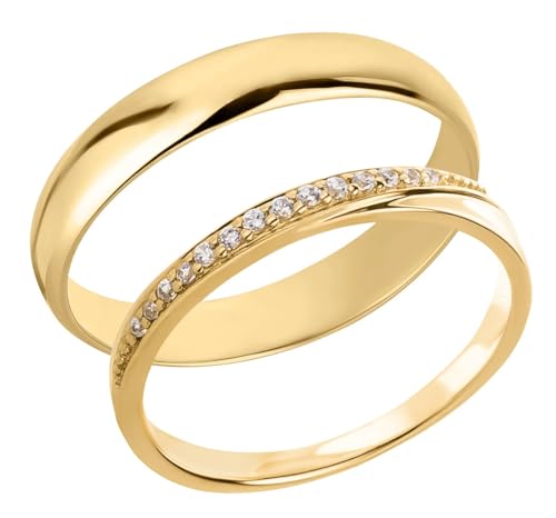 Ardeo Aurum Trauringe Paar aus 375 Gold Gelbgold mit Zirkonia-Steine von Ardeo Aurum