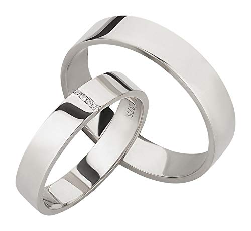 Ardeo Aurum Trauringe aus 375 Gold Weißgold mit 0,02 ct Diamant Brillant hochglanzpoliert Eheringe Paarpreis von Ardeo Aurum