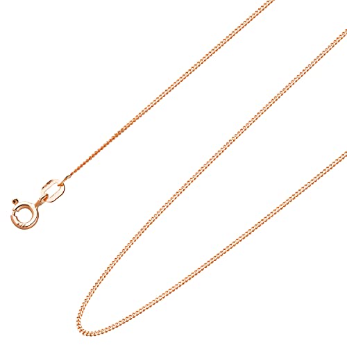 Ardeo Aurum Unisex Damen Herren Kette aus 375 Gold Roségold Panzerkette Halskette 1 mm Breite und 45 cm Länge mit Federringverschluss von Ardeo Aurum