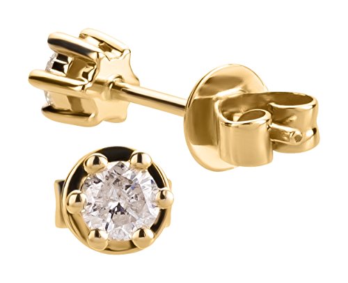 Ardeo Aurum Damen Ohrringe-Ohrstecker aus 585 Gold Gelbgold mit 0,25 ct Diamant Brillant Solitär von Ardeo Aurum