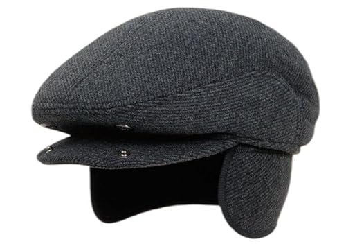 Ardorion Herren Schirmmütze mit Fleece Futter und Ohrenschutz Schiebermütze Winter Frühling Herbst gefütterte Mütze Flatcap (DE/NL/SE/PL, Alphanumerisch, L, Dunkelgrau) von Ardorion