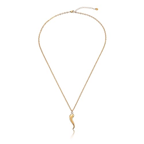 Ardú Halskette mit italienischem Horn aus Edelstahl in Silber und Gold, Edelstahl von Ardú