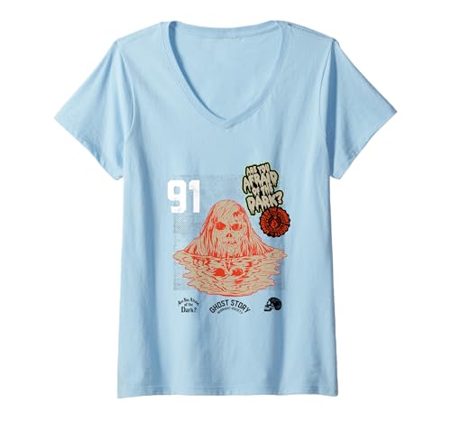 Damen Are You Afraid Of The Dark Ghost Story Horror 90s Throwback T-Shirt mit V-Ausschnitt Damen Are You Afraid Of The Dark Ghost Story Horror 90s Throwback T-Shirt mit V-Ausschnitt von Are You Afraid Of The Dark?