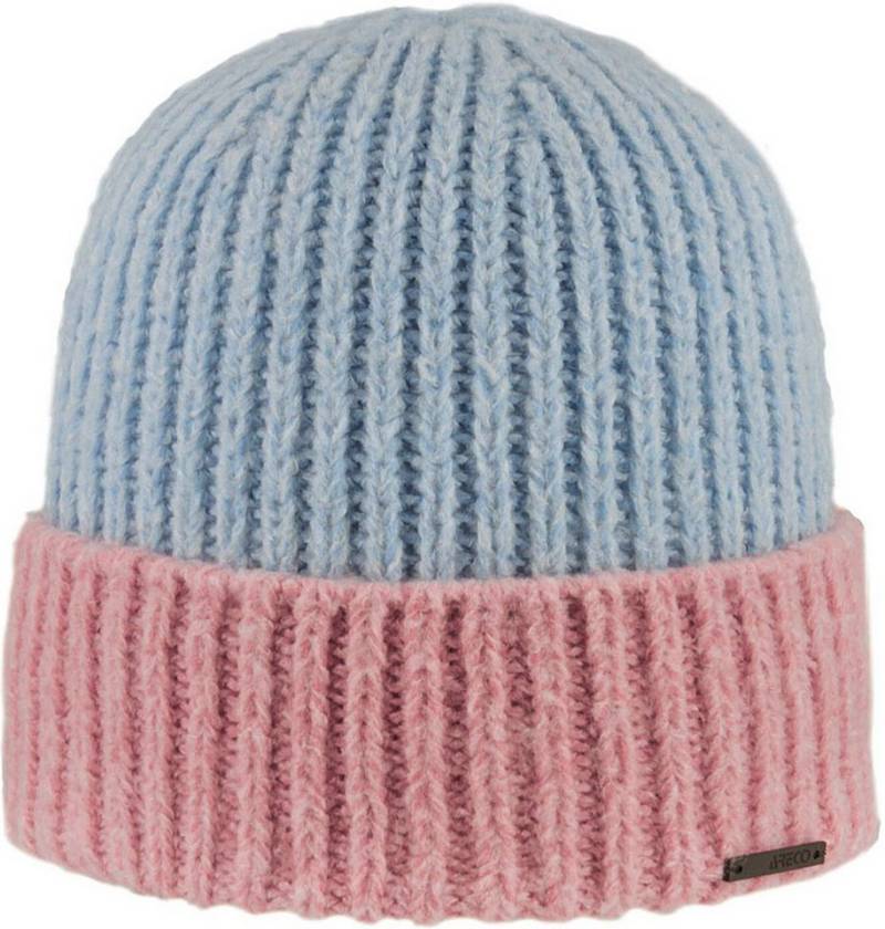 Areco Beanie Beanie Strickmütze mit Umschlag hellblau/rosa von Areco