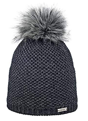 Areco Pudelmütze Anne-Marie | Made in EU | Wintermütze | Fleecefütterung | Pudelmütze | Warm & Anschmiegsam, anthrazit, one size von Areco