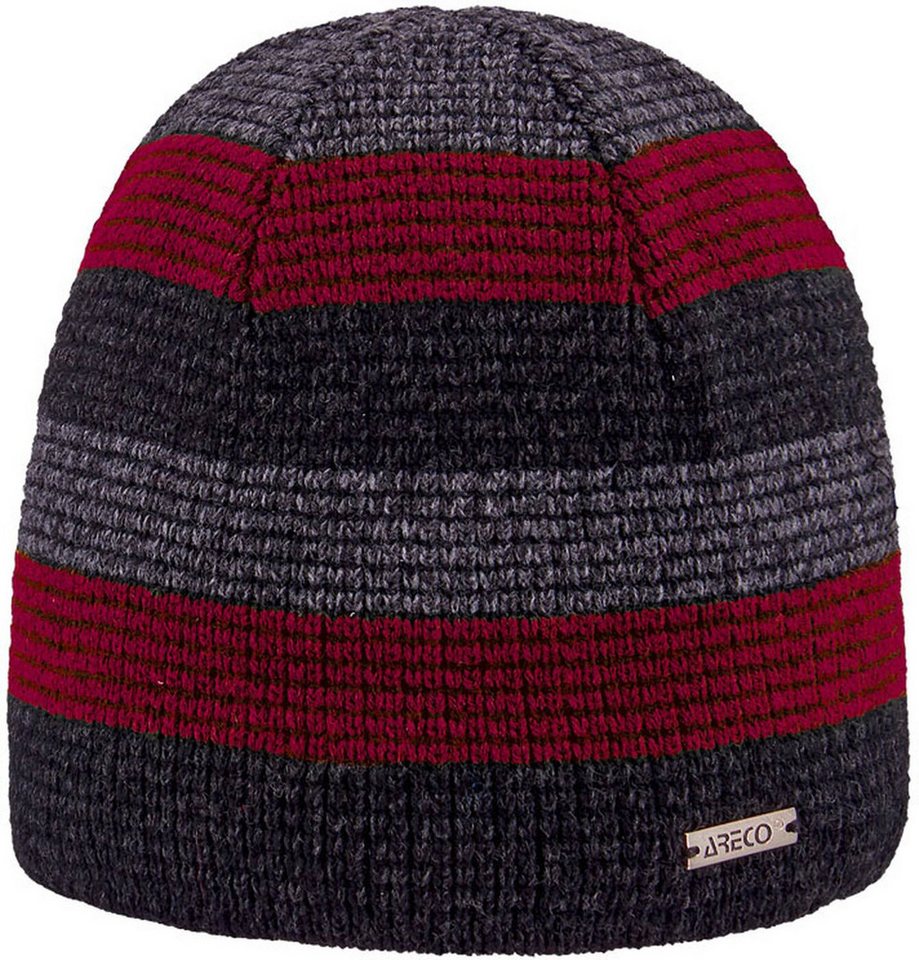 Areco Strickmütze Beanie GRAU-ROT von Areco
