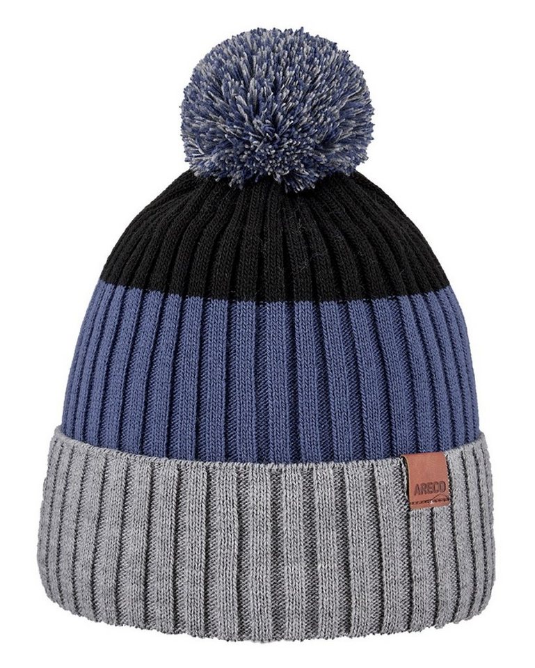 Areco Strickmütze dreifarbig mit Bommel von Areco