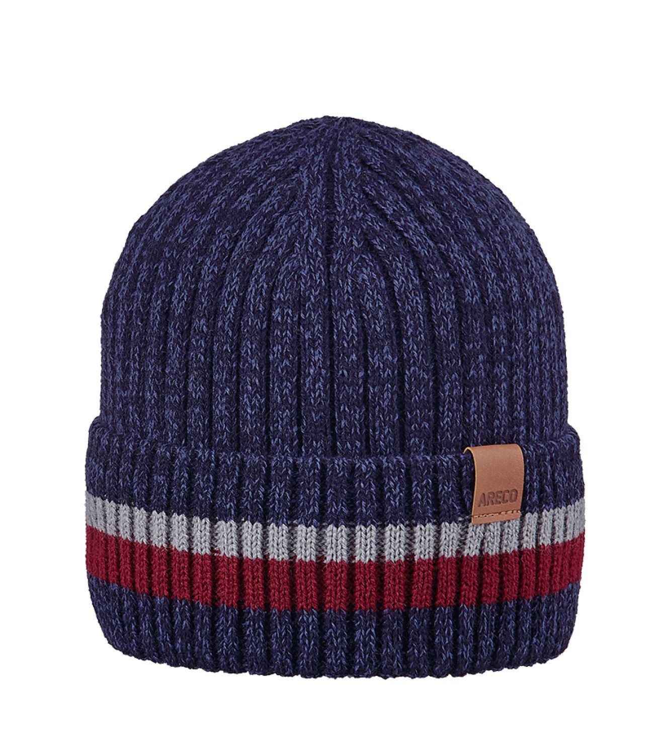 Areco melierte Kinder Beanie Strickmütze Streifen & Umschlag von Areco