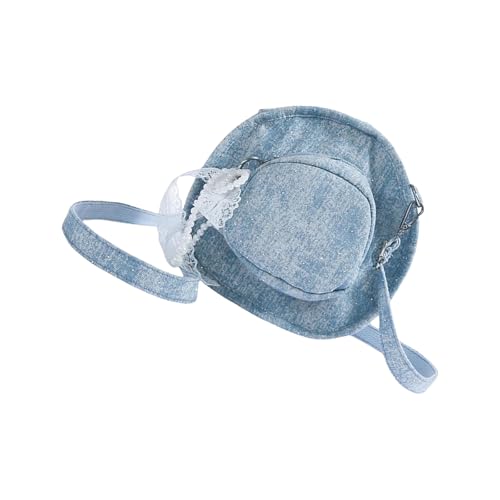 Arecobticy Bows-Embellished Crossbody Shoulder Bag Hat Inspired Structure Spacious Bows Storage Youthful Jeans Fashion Accessory Women Stylish Casual Bag, hellblau, One Size von Arecobticy