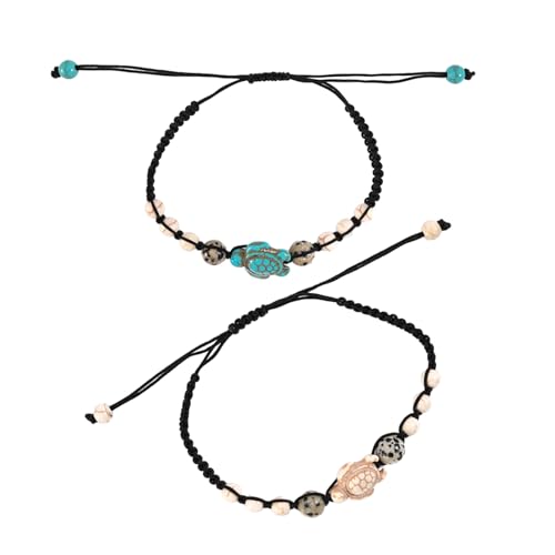 Arecobticy Elastische Meeresschildkröten, natürliche Türkissteine, dehnbares elastisches Armband, Glückszubehör für Männer und Frauen, Weihnachtsschmuck, Geschenk, Einheitsgröße, Wie beschrieben von Arecobticy