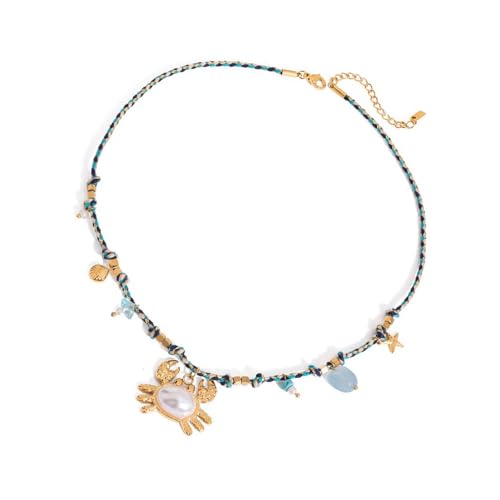 Arecobticy Handgewebter Kordelschmuck mit Edelstahl-Muschelanhänger, verstellbare Länge, Halskettenzubehör für den täglichen Gebrauch, für den täglichen Gebrauch, Einheitsgröße, Wie beschrieben, Wie von Arecobticy